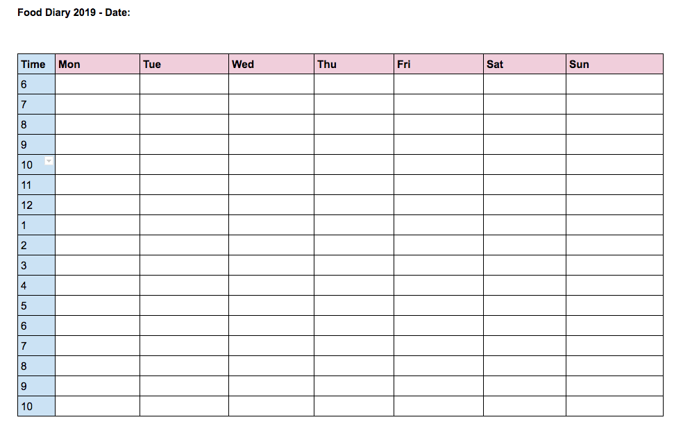 Screenshot of Food Diary