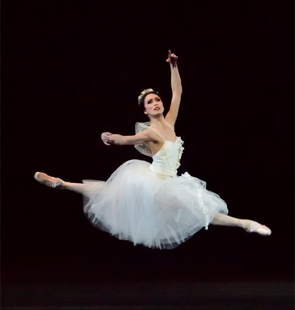 A ballerina leaping