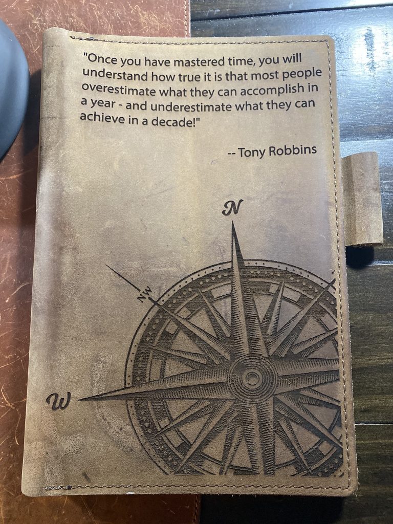Image of a book cover with a Tony Robbins quote about mastering time