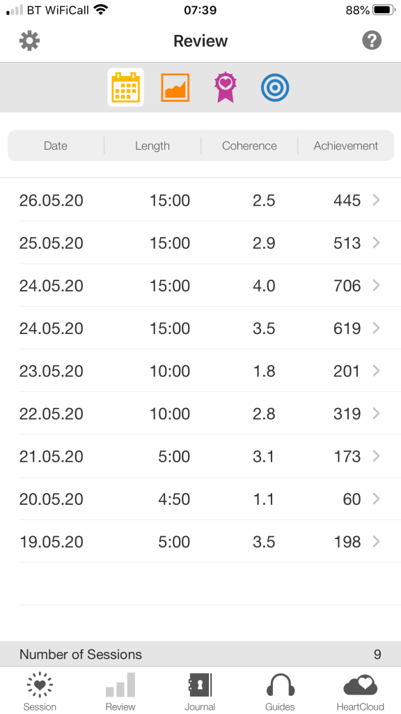 Screenshot of Inner Balance app