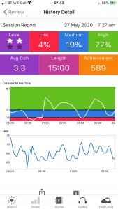 Inner Balance app screen shot today